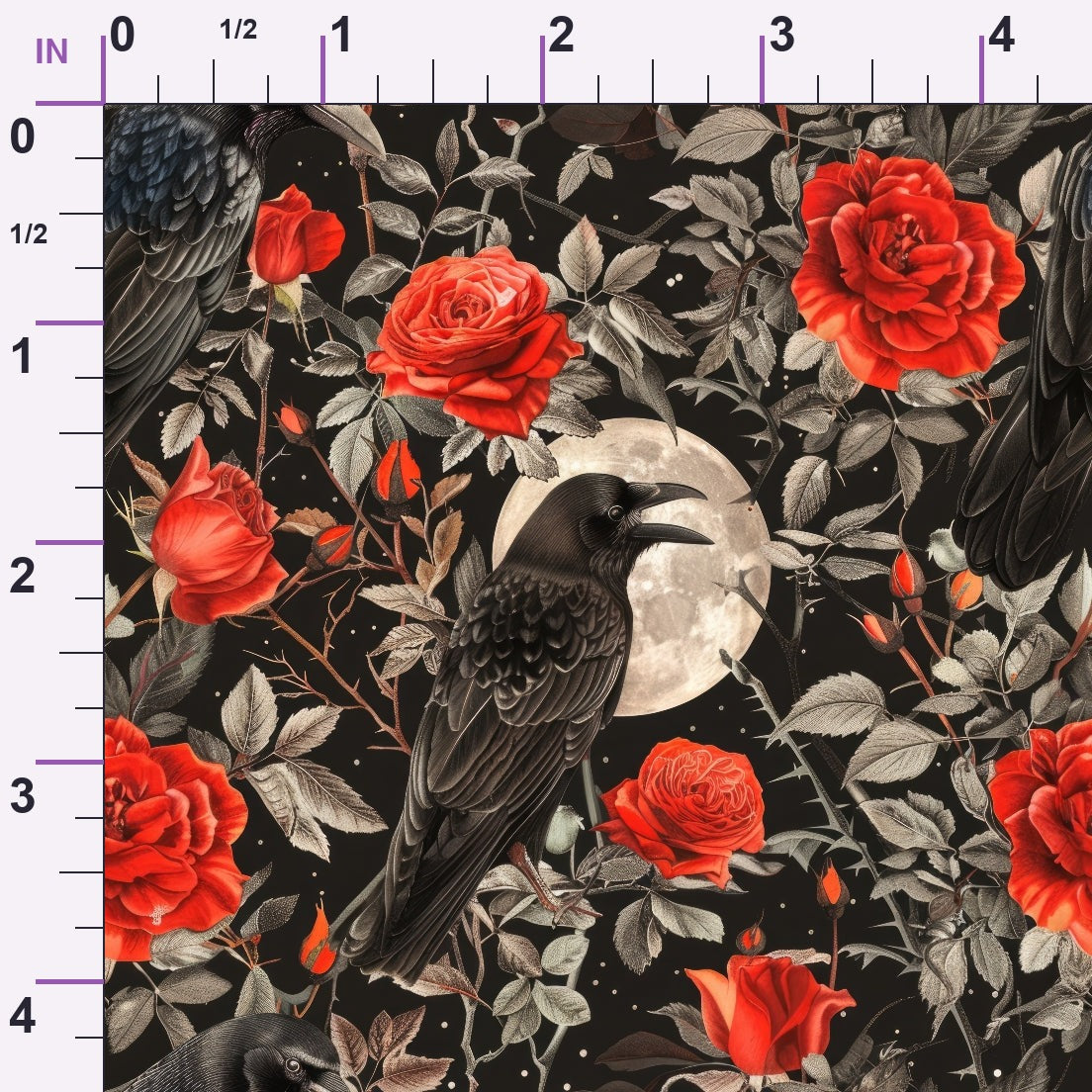 Moonlit Raven Garden Pattern 5 Minky Fabric