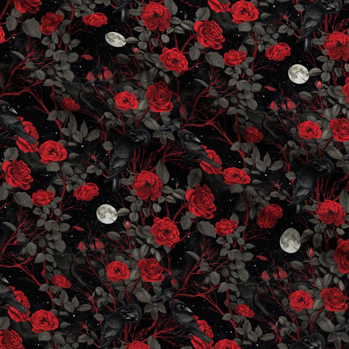 Moonlit Raven Garden Pattern 6 Minky Fabric