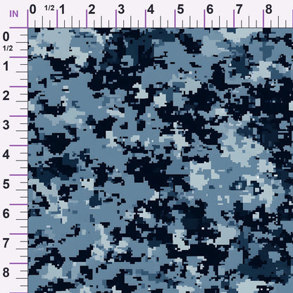 Navy Pixel Pattern 7 Minky Fabric
