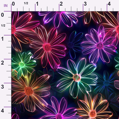 Neon Daisy Pattern 1 Minky Fabric