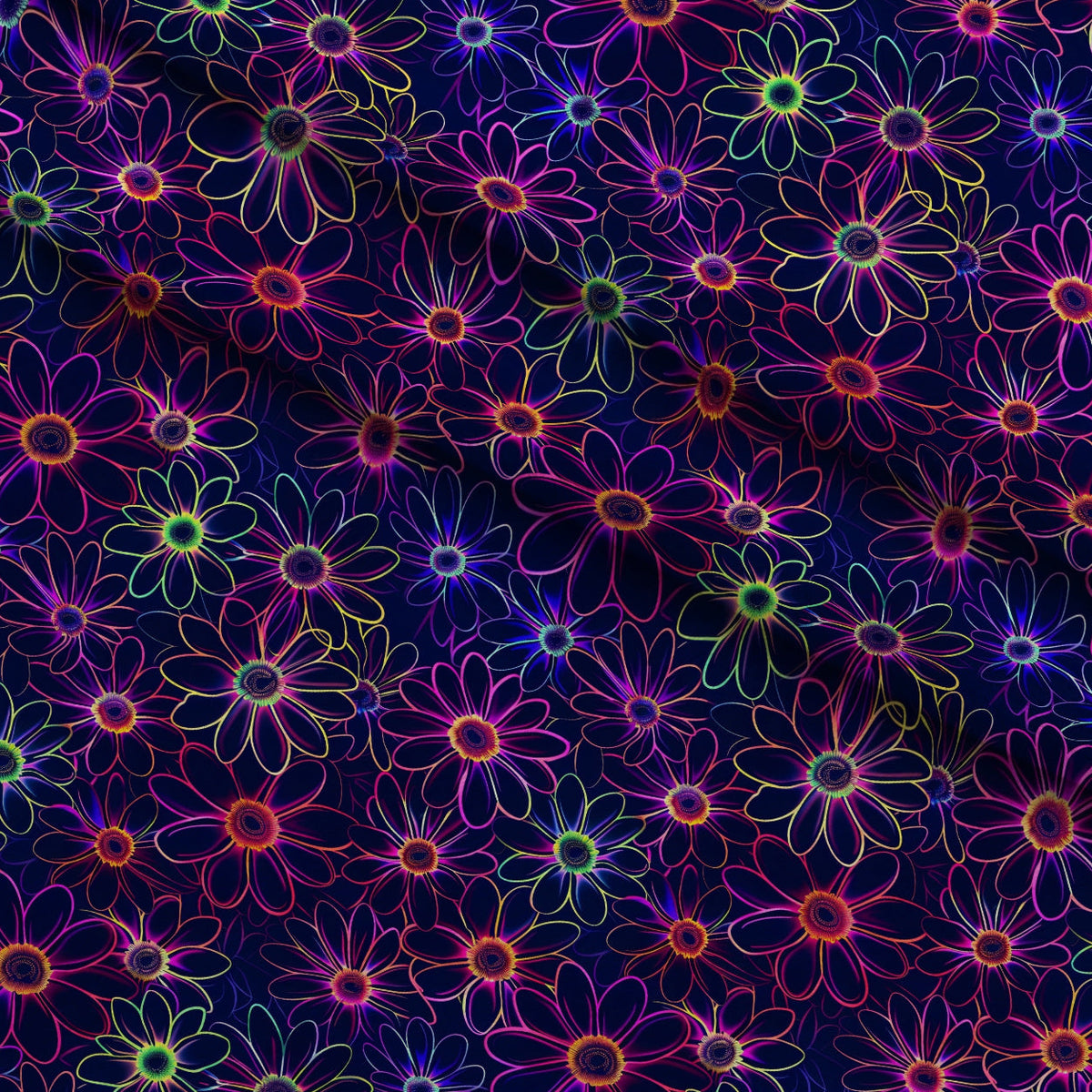 Neon Daisy Pattern 11 Minky Fabric