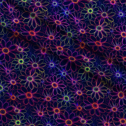 Neon Daisy Pattern 11 Minky Fabric
