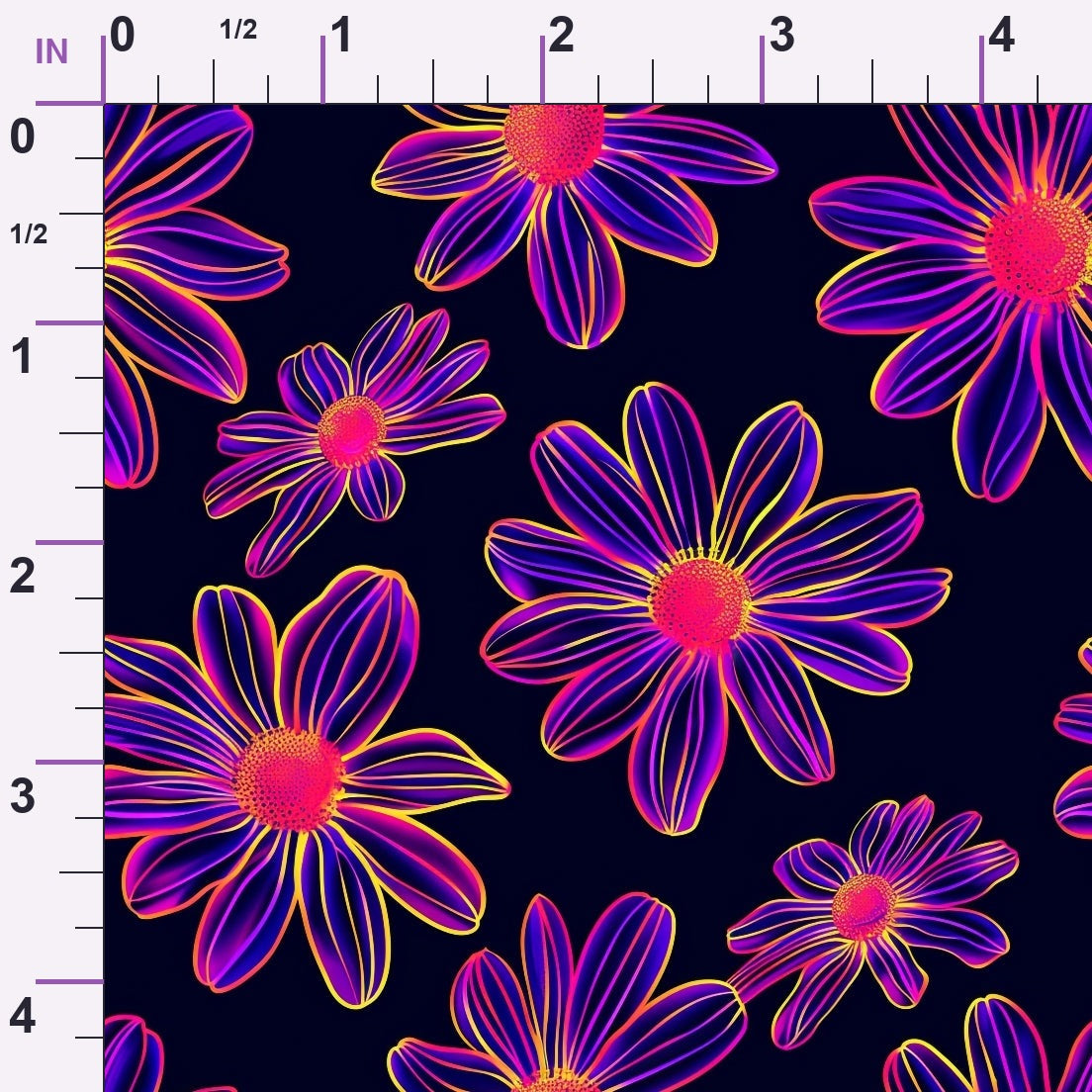 Neon Daisy Pattern 13 Minky Fabric