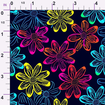 Neon Daisy Pattern 16 Minky Fabric