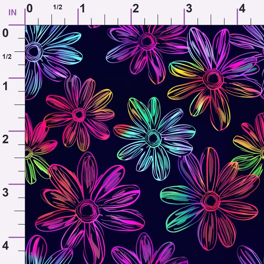 Neon Daisy Pattern 17 Minky Fabric