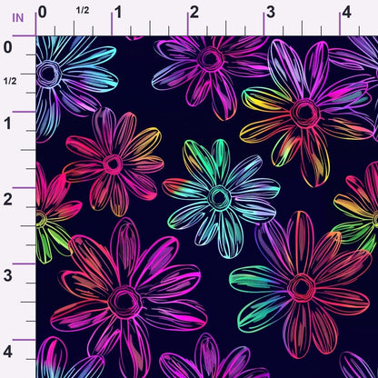 Neon Daisy Pattern 17 Minky Fabric