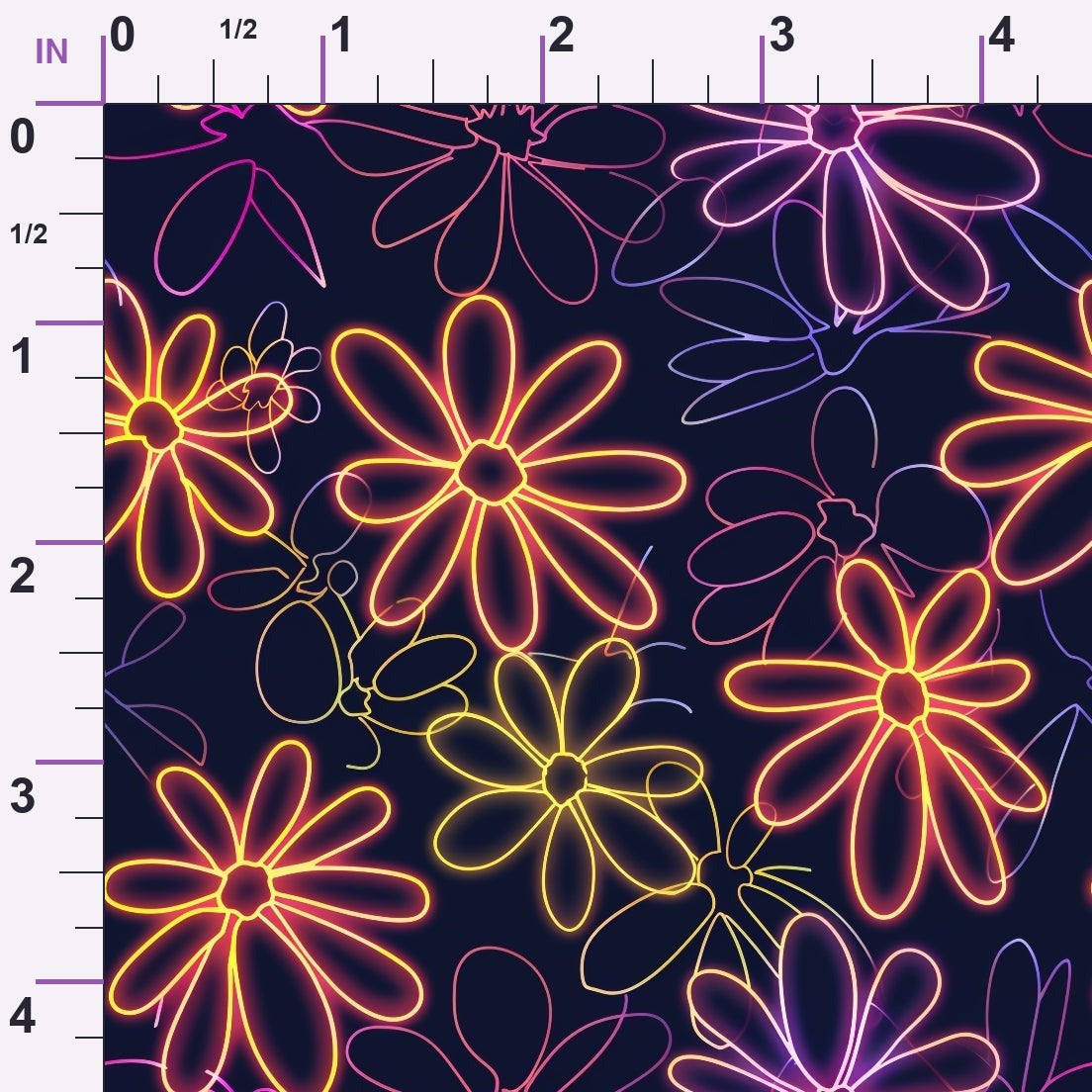 Neon Daisy Pattern 18 Minky Fabric