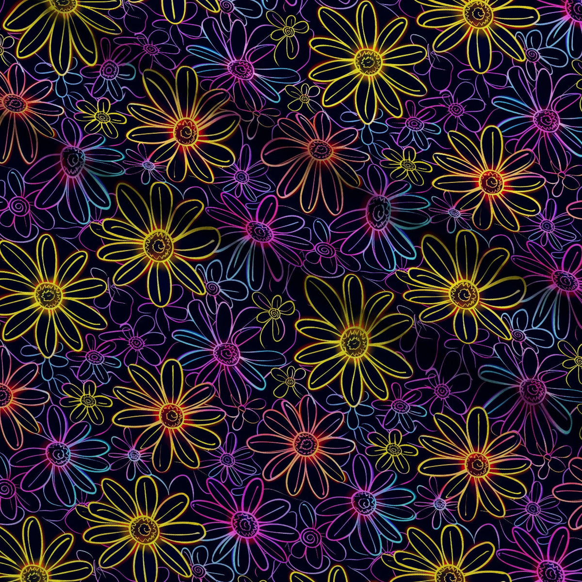 Neon Daisy Pattern 19 Minky Fabric