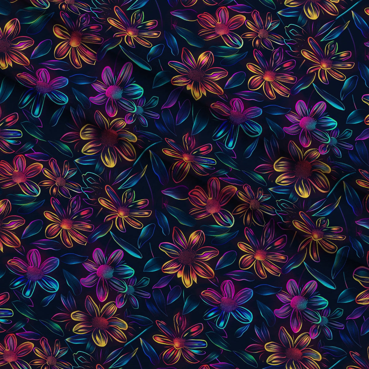 Neon Daisy Pattern 2 Minky Fabric