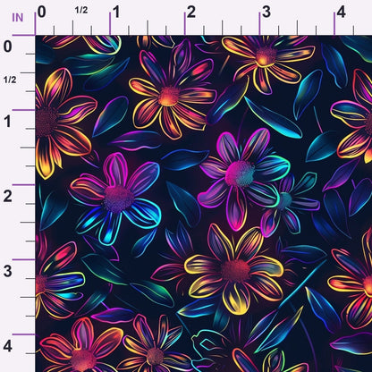 Neon Daisy Pattern 2 Minky Fabric