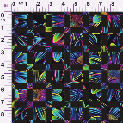 Neon Daisy Pattern 23 Minky Fabric