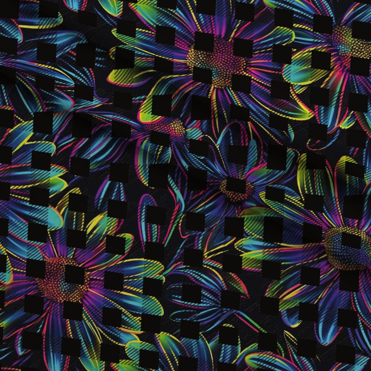 Neon Daisy Pattern 25 Minky Fabric