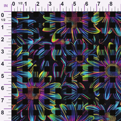 Neon Daisy Pattern 25 Minky Fabric