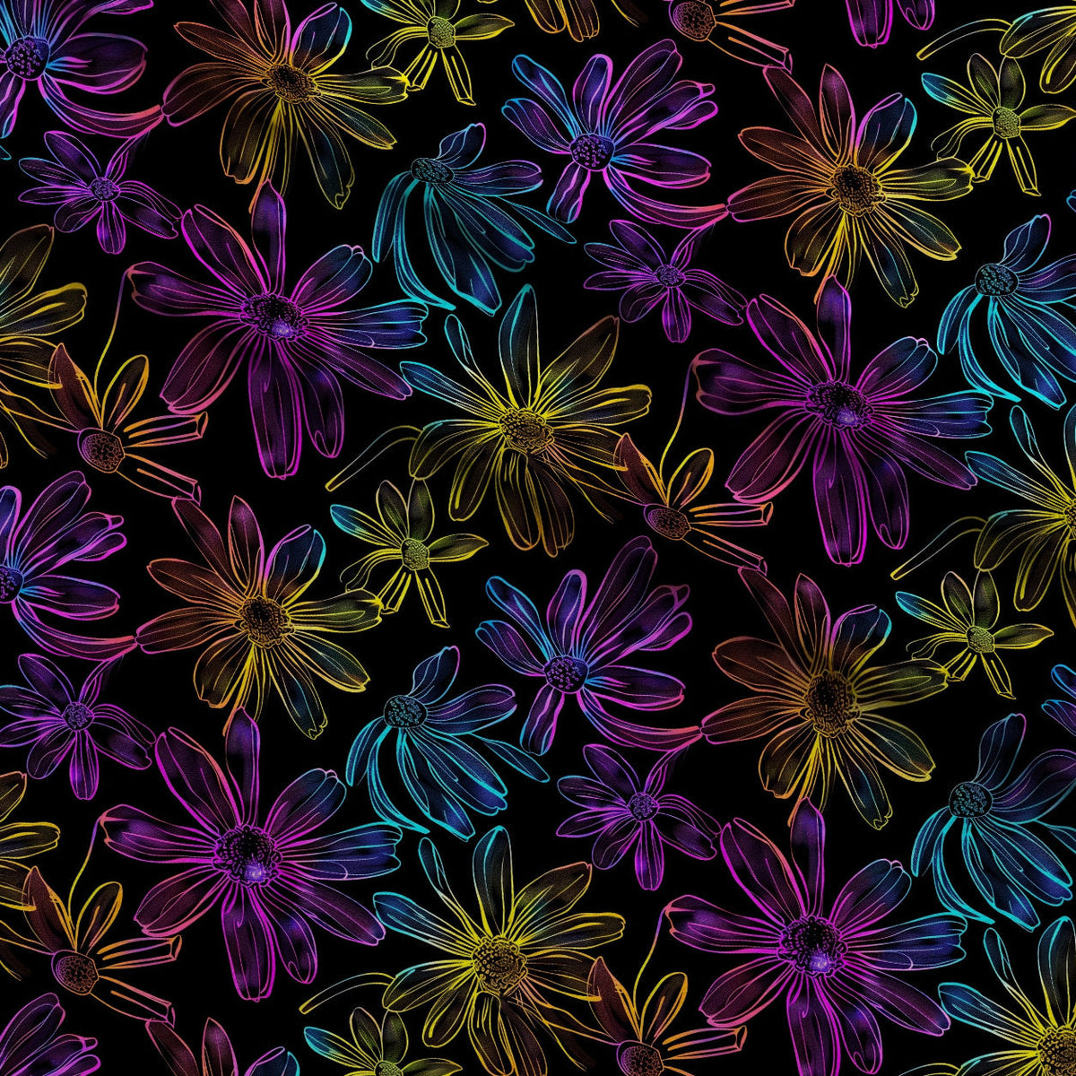 Neon Daisy Pattern 3 Minky Fabric