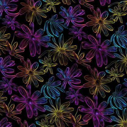Neon Daisy Pattern 3 Minky Fabric