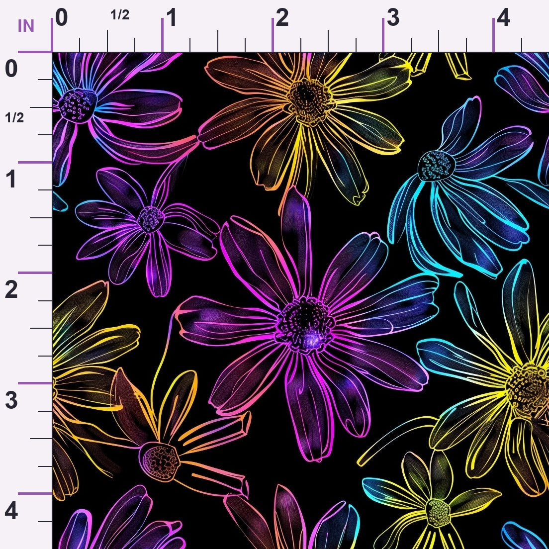 Neon Daisy Pattern 3 Minky Fabric