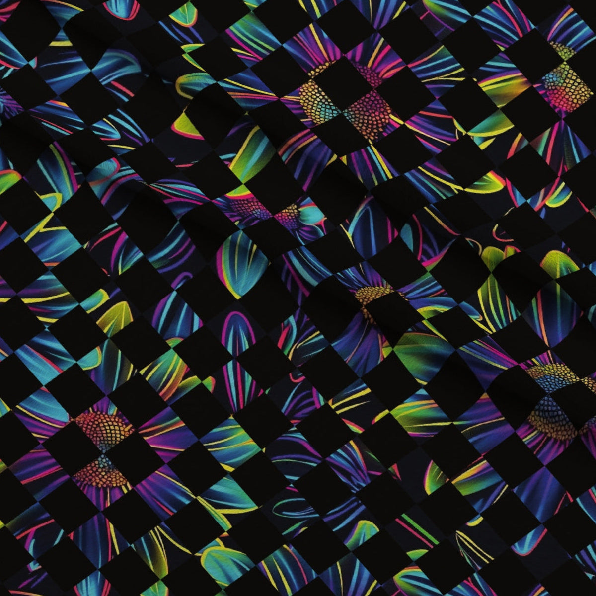 Neon Daisy Pattern 32 Minky Fabric