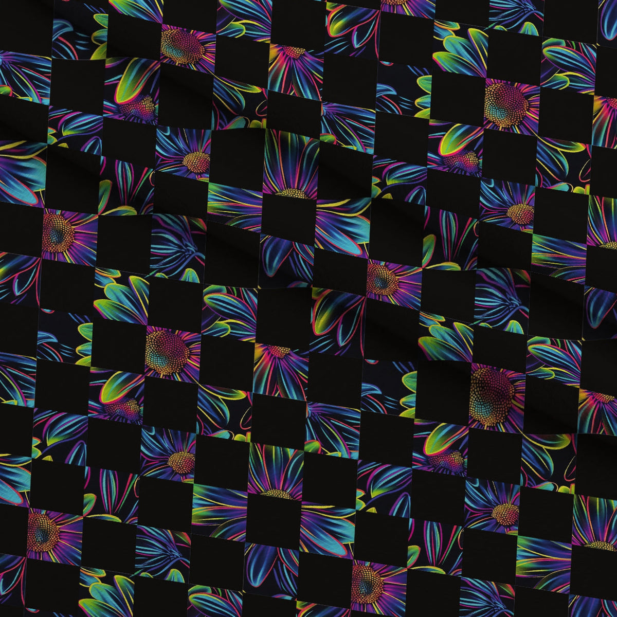 Neon Daisy Pattern 34 Minky Fabric