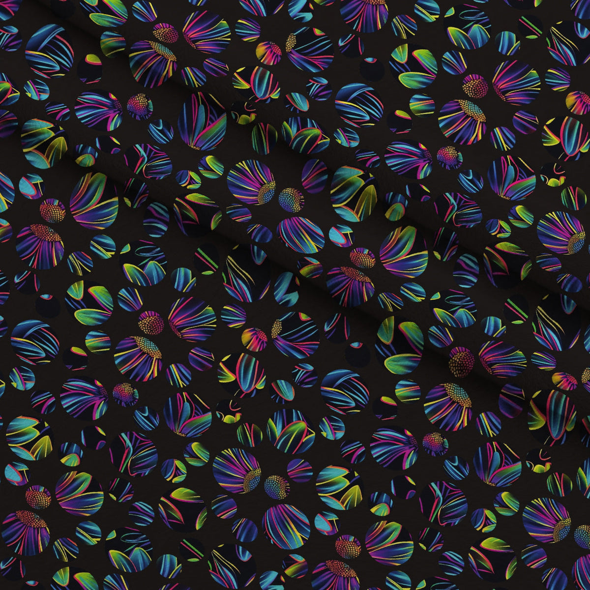 Neon Daisy Pattern 36 Minky Fabric