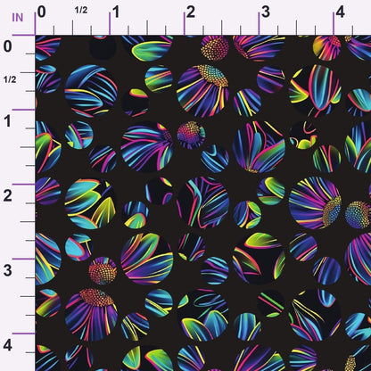 Neon Daisy Pattern 36 Minky Fabric