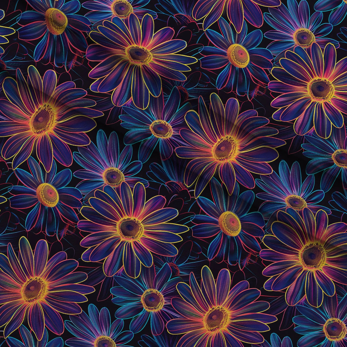 Neon Daisy Pattern 4 Minky Fabric