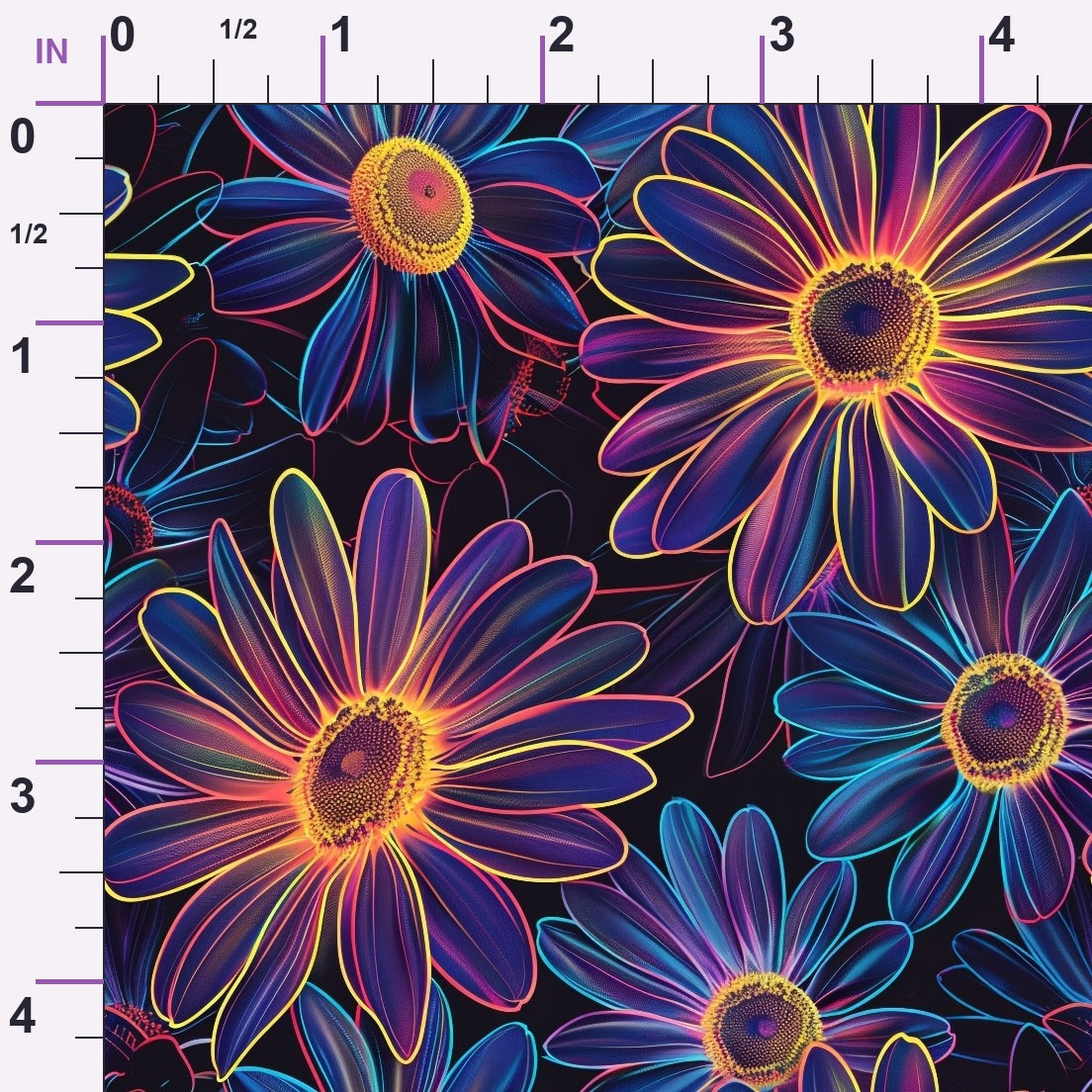 Neon Daisy Pattern 4 Minky Fabric