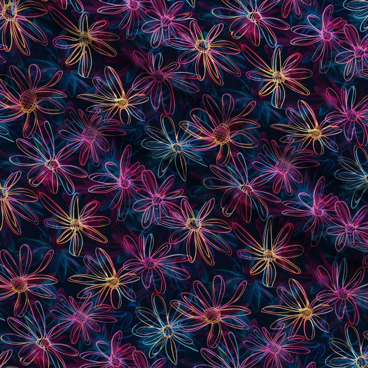 Neon Daisy Pattern 5 Minky Fabric