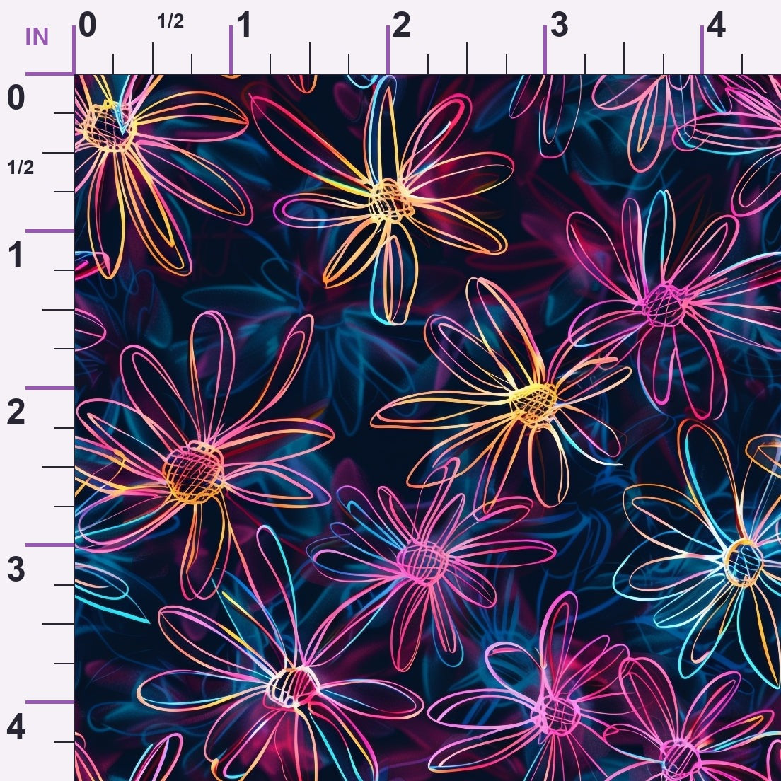 Neon Daisy Pattern 5 Minky Fabric
