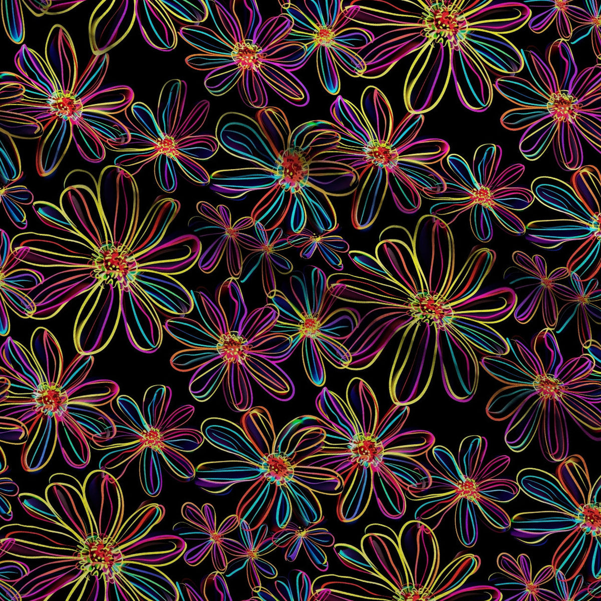 Neon Daisy Pattern 7 Minky Fabric