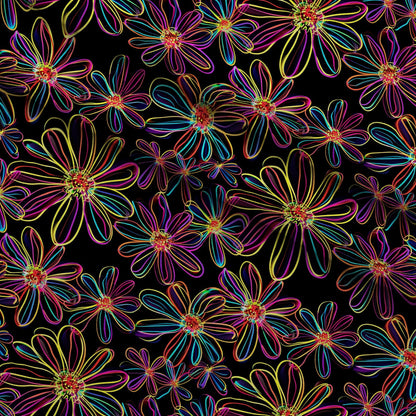 Neon Daisy Pattern 7 Minky Fabric
