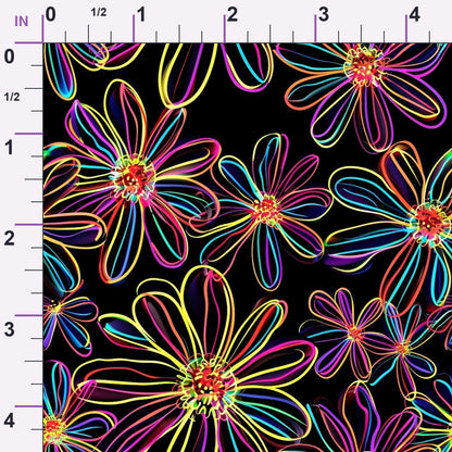Neon Daisy Pattern 7 Minky Fabric
