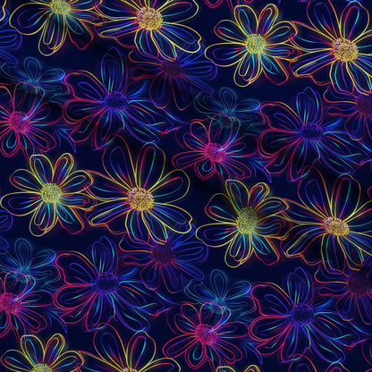 Neon Daisy Pattern 9 Minky Fabric