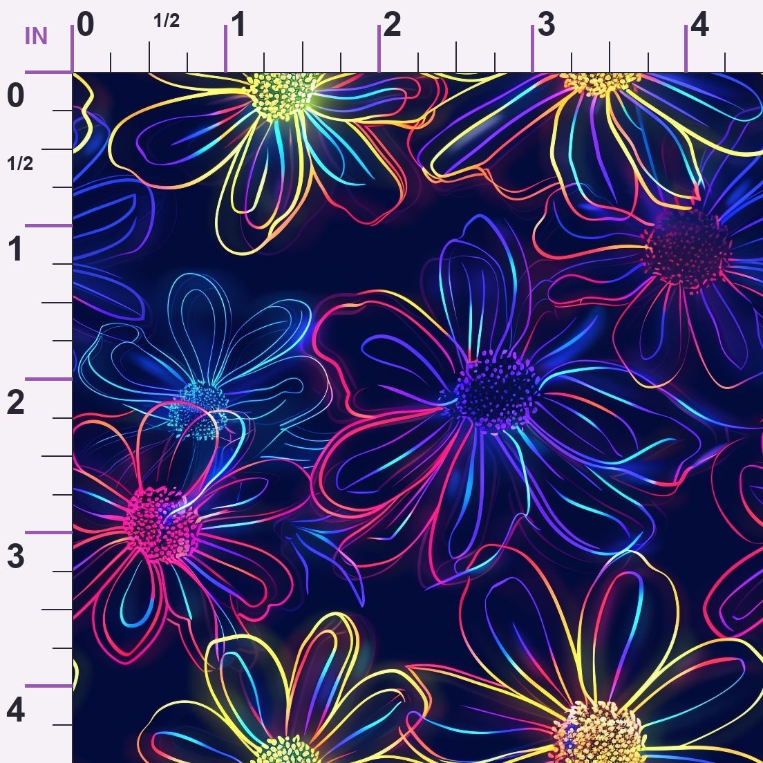 Neon Daisy Pattern 9 Minky Fabric