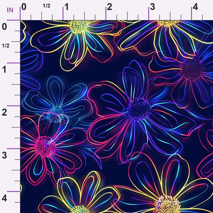 Neon Daisy Pattern 9 Minky Fabric