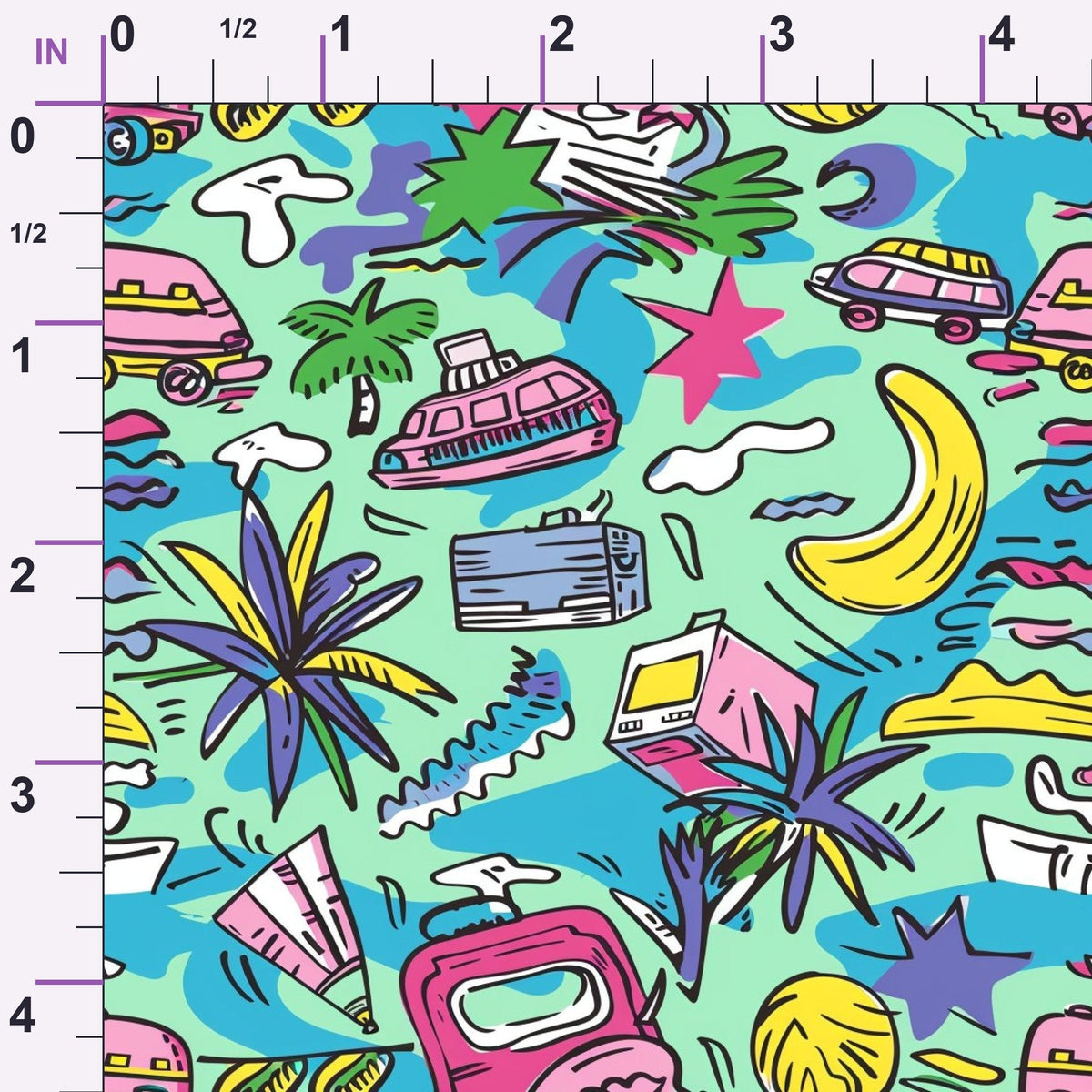 Neon Getaway Pattern 6 Minky Fabric