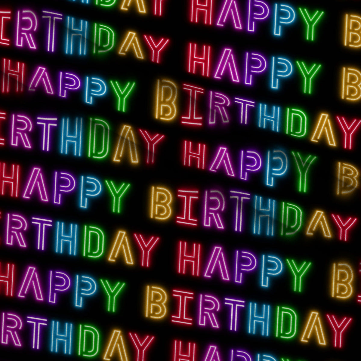Neon Happy Birthday Minky Fabric