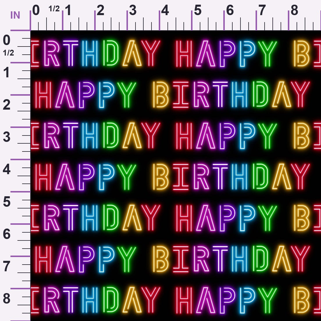 Neon Happy Birthday Minky Fabric