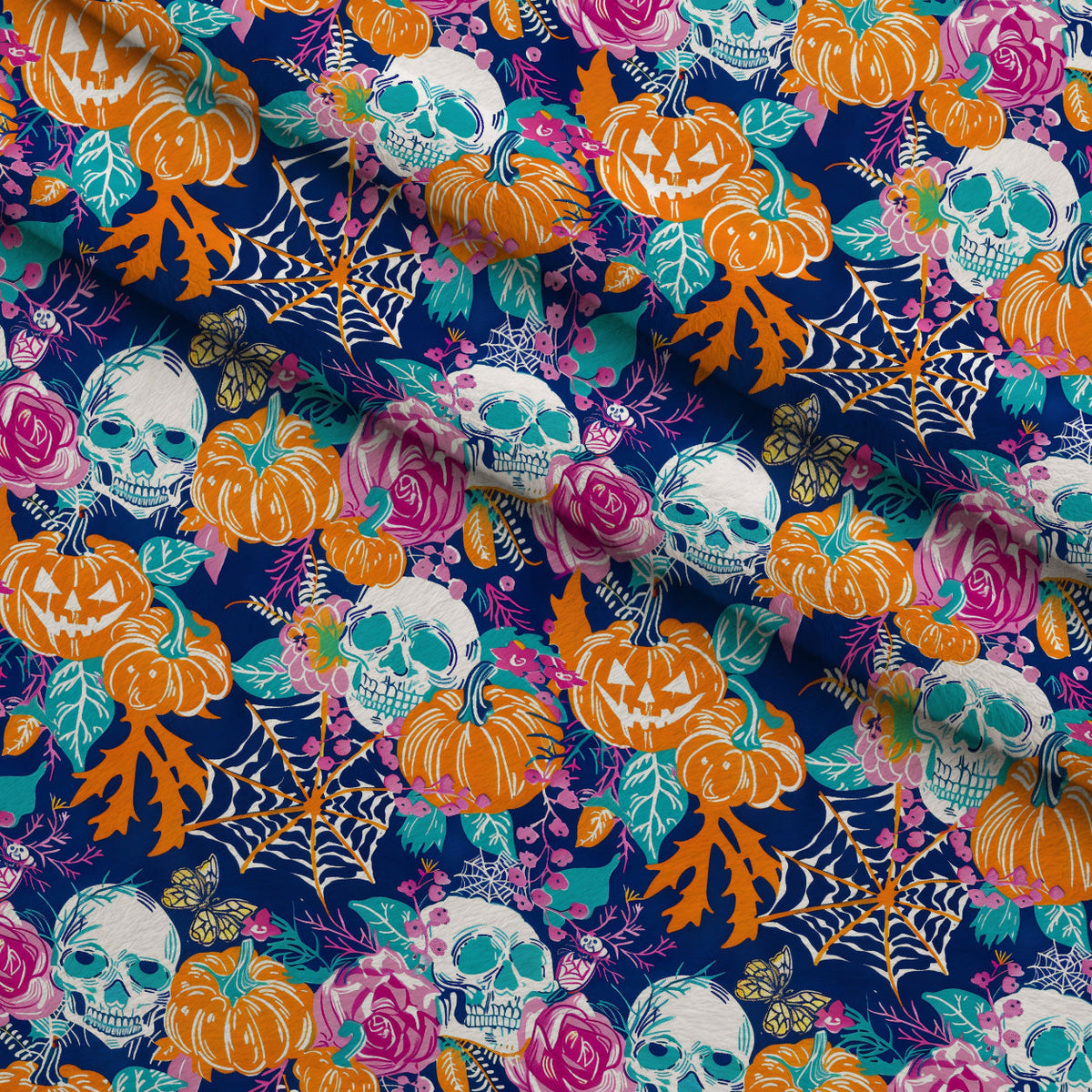 Neon Pumpkin Blooms Pattern 1 Minky Fabric