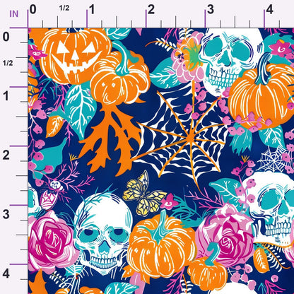 Neon Pumpkin Blooms Pattern 1 Minky Fabric