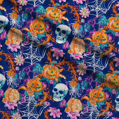 Neon Pumpkin Blooms Pattern 2 Minky Fabric