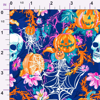 Neon Pumpkin Blooms Pattern 2 Minky Fabric