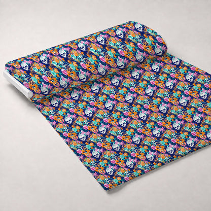 Neon Pumpkin Blooms Pattern 3 Minky Fabric