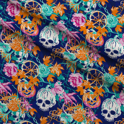 Neon Pumpkin Blooms Pattern 3 Minky Fabric