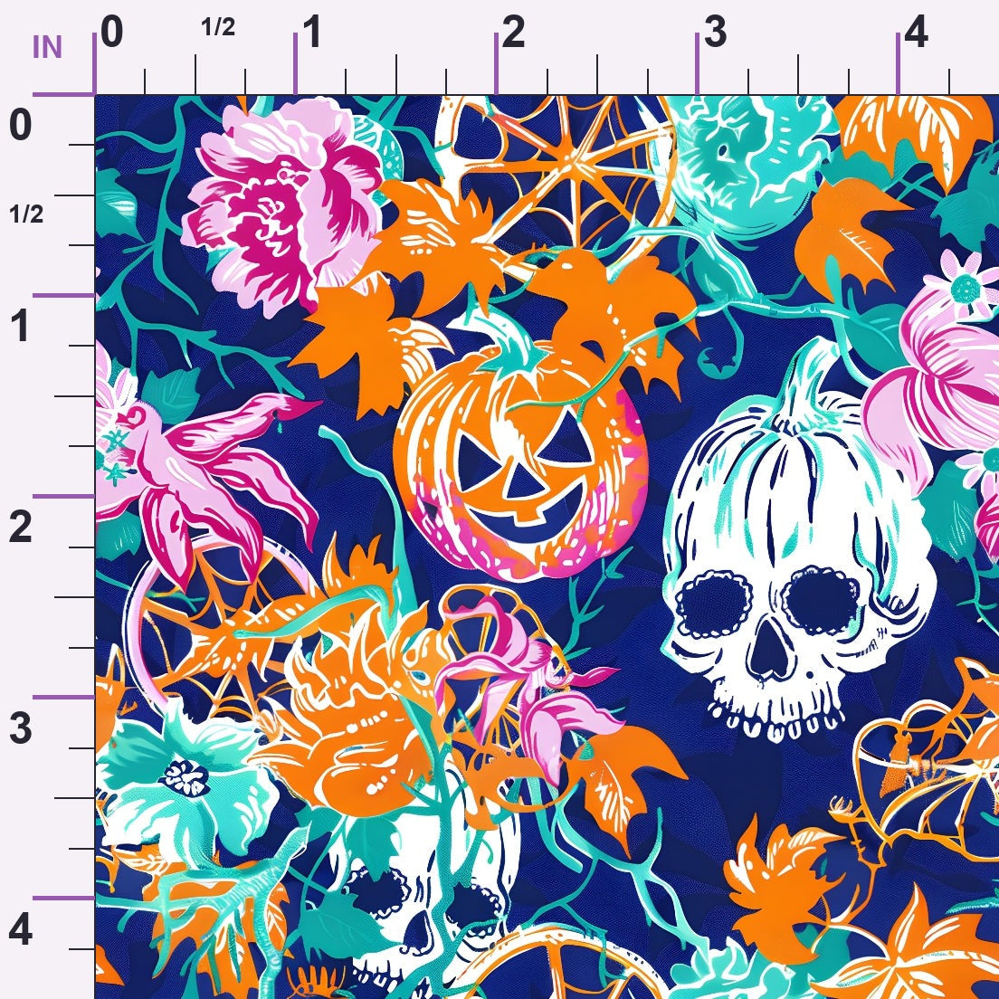 Neon Pumpkin Blooms Pattern 3 Minky Fabric