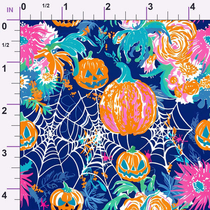 Neon Pumpkin Blooms Pattern 4 Minky Fabric