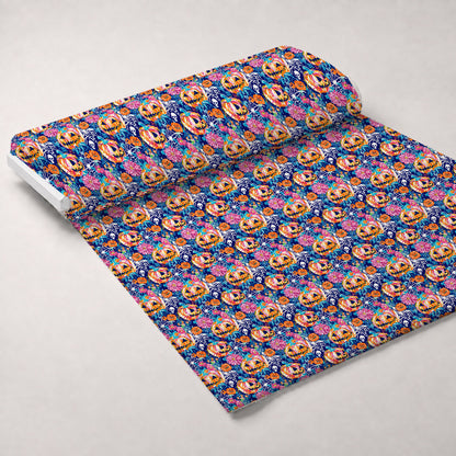 Neon Pumpkin Blooms Pattern 5 Minky Fabric