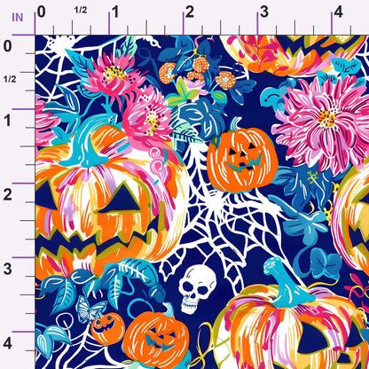 Neon Pumpkin Blooms Pattern 5 Minky Fabric