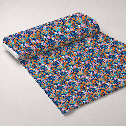 Neon Pumpkin Blooms Pattern 6 Minky Fabric