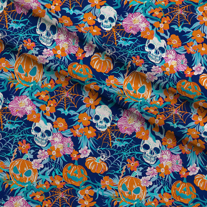 Neon Pumpkin Blooms Pattern 6 Minky Fabric