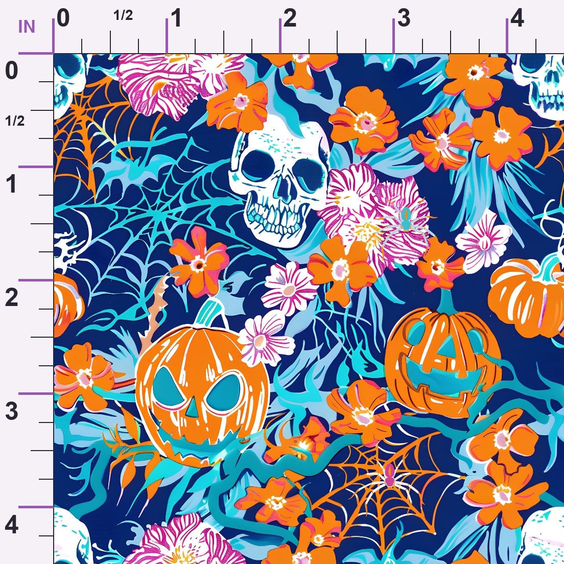 Neon Pumpkin Blooms Pattern 6 Minky Fabric